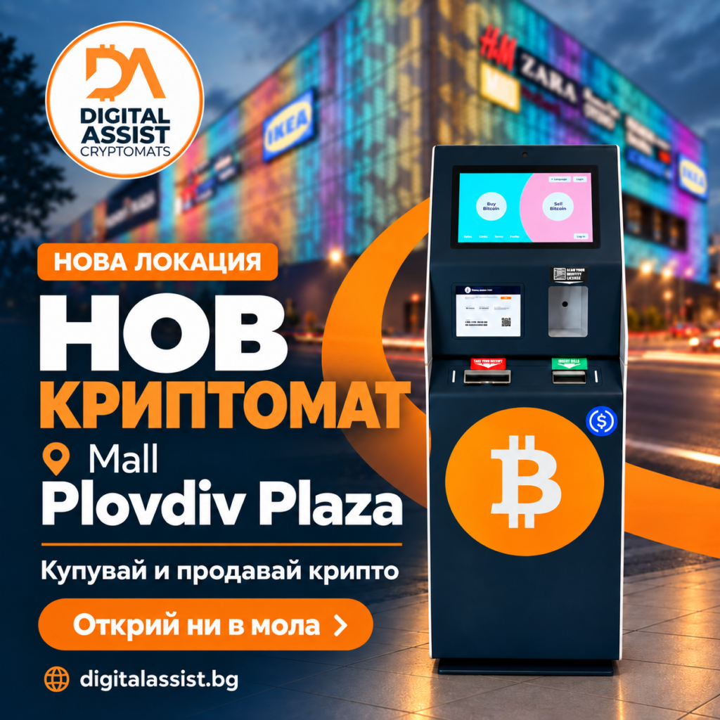 Новият криптомат на Digital Assist в Mall Plovdiv Plaza