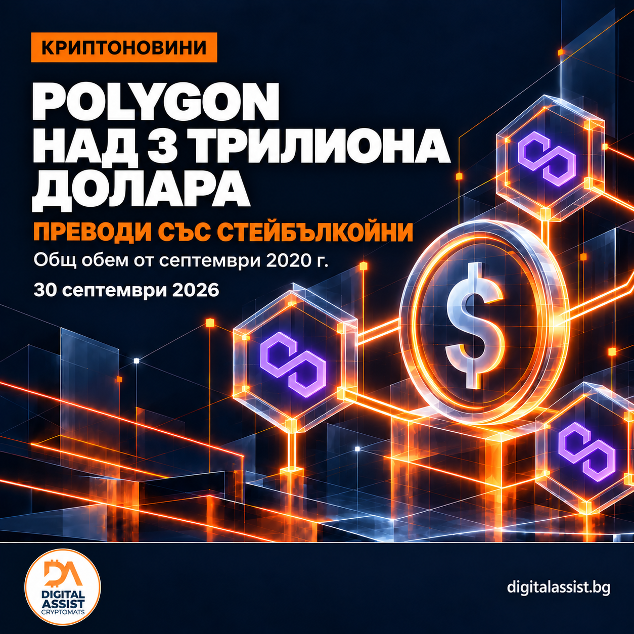 Polygon и преводи със стейбълкойни за над 3 трилиона долара — новина на Digital Assist